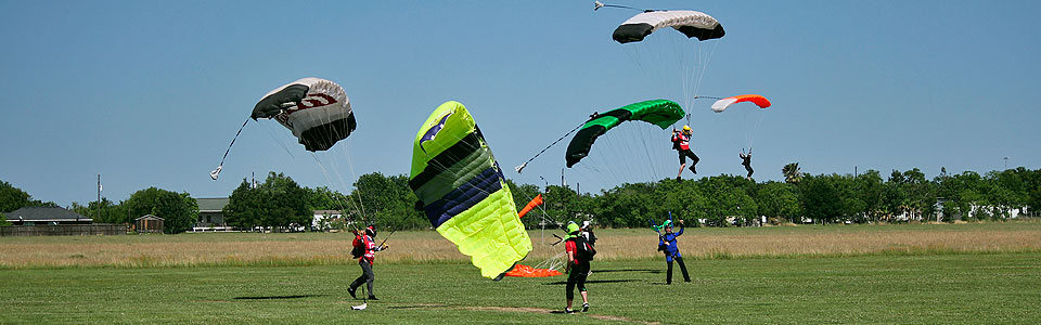 Busy skydiving landing area
